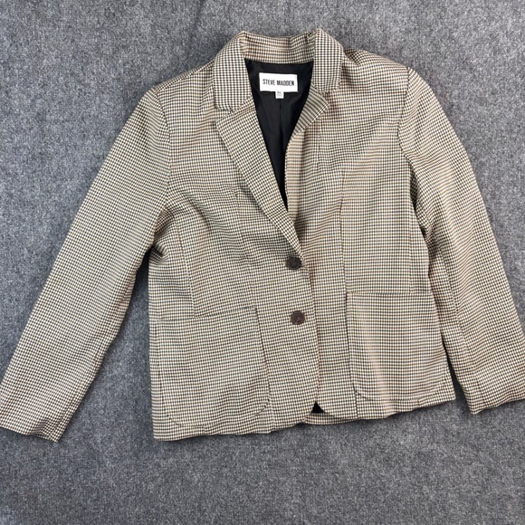 Steve Madden Jackets & Blazers - Steve Madden Houndstooth Blazer Jacket Women's XL Brown Black Check Two Button‎